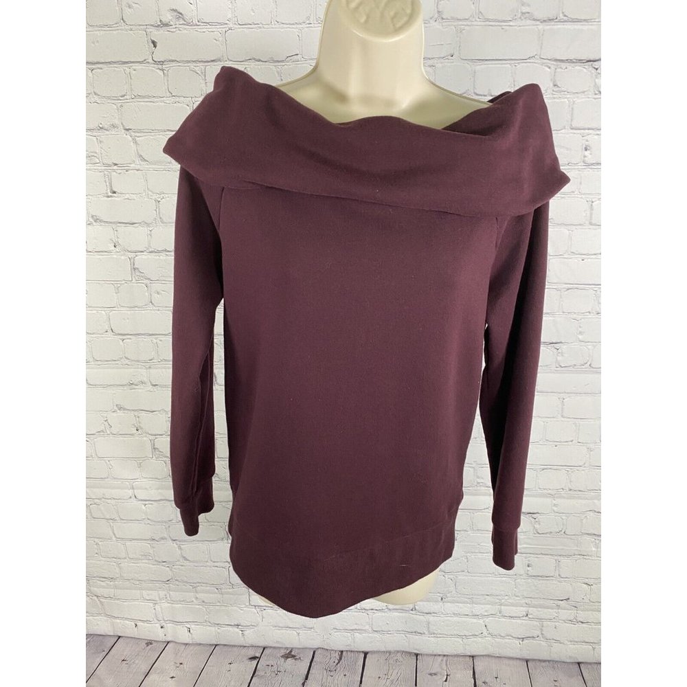 Victoria Sport Dark Purple Pullover Boat Neck Long Sleeve Sweater Sweatshirt XS